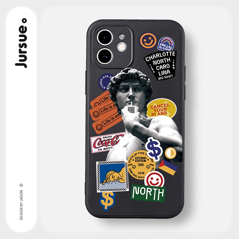 Ốp lưng JURSUE silicon mềm hoạt hình bựa ngộ nghĩnh cho iPhone 13 12 11 Pro Max SE 2020 X XR XS ip 8 7 6 6S Plus Y318