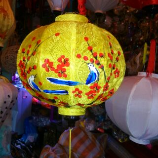 Cặp lồng đèn Hội An_vẽ hoa_dạng tròn_size 45