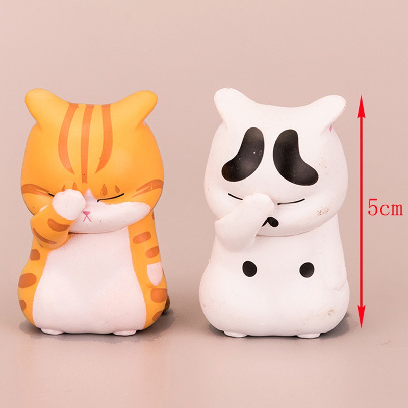 Mô hình mèo hoạt hình dễ thương 3 mặt trang trí bàn làm việc