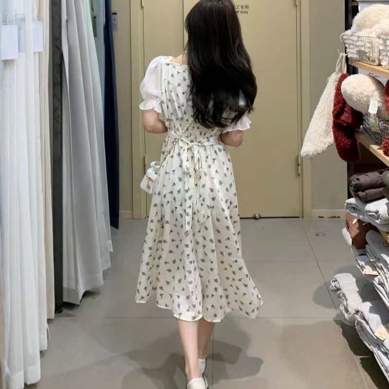 Đầm Tay Ngắn Phồng Cổ Vuông Thời Trang Mùa Hè Dành Cho Nữ 2022