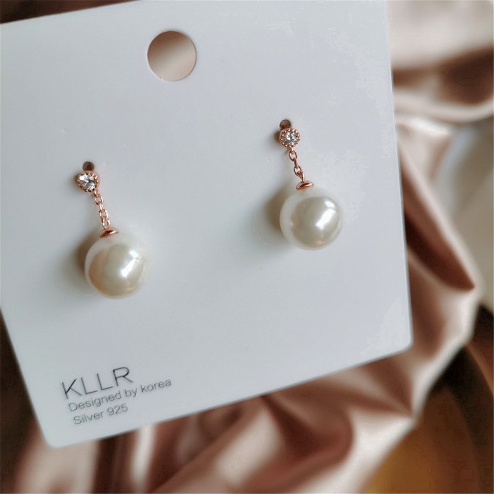 Khuyên Tai Nữ Trang Dáng Tròn Đính Ngọc Trai Phong Cách Hàn Quốc