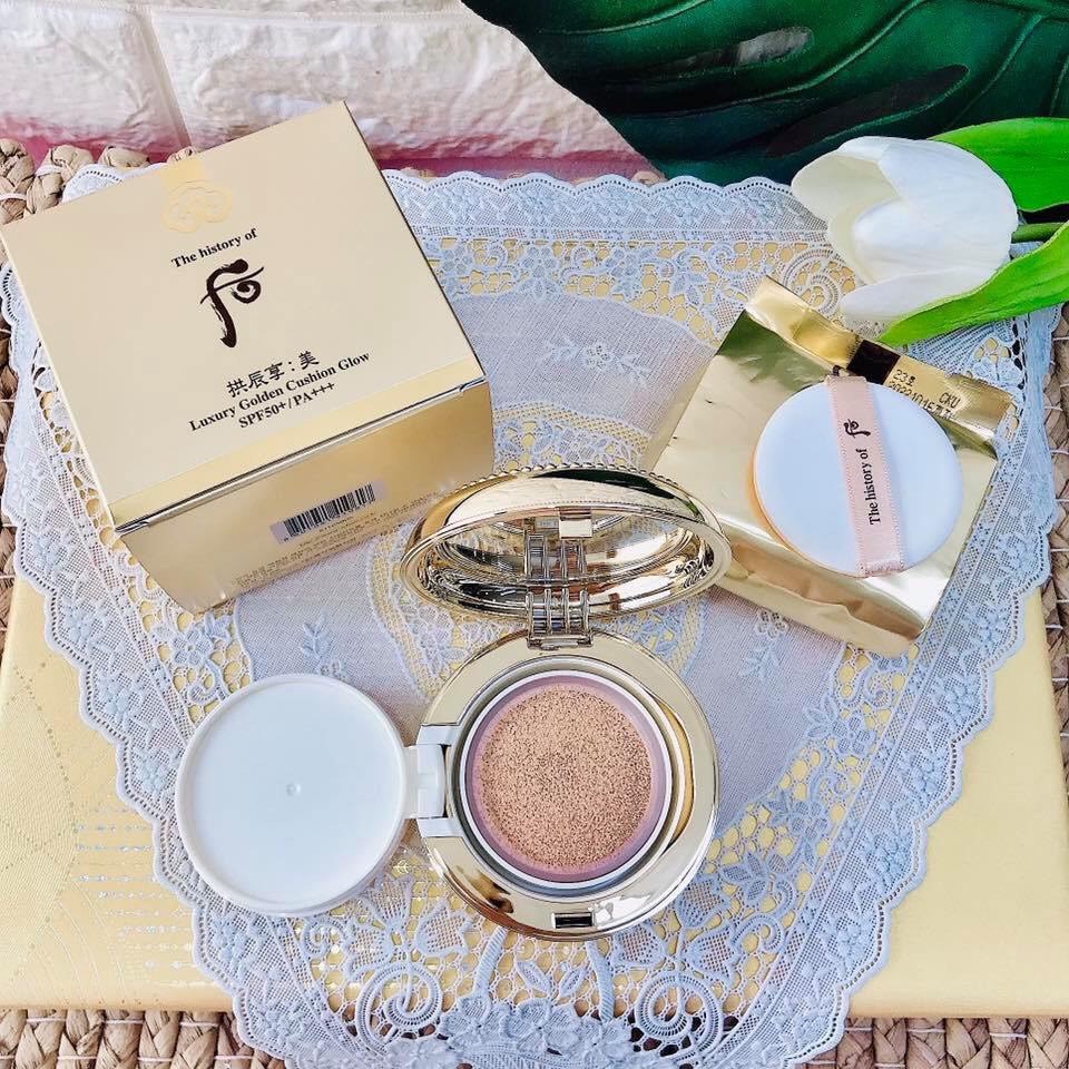 Phấn nước Whoo Luxury Golden Glow Cushion mỏng, mượt tự nhiên