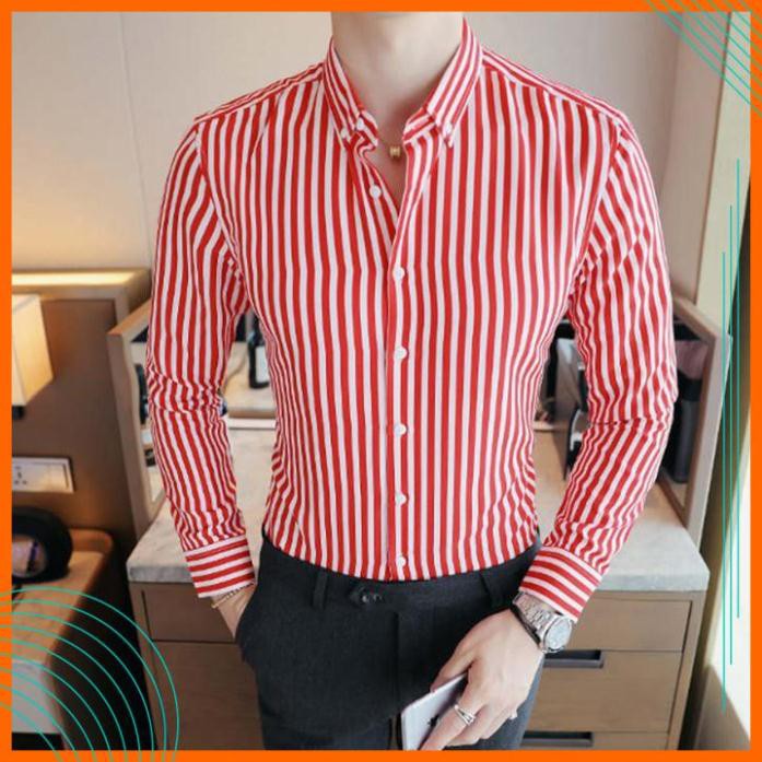 Áo sơ mi - Áo sơ mi nam kẻ cao cấp - Chất liệu lụa mềm mịn, kiểu dáng slimfit trẻ trung, thanh lịch, tôn dáng