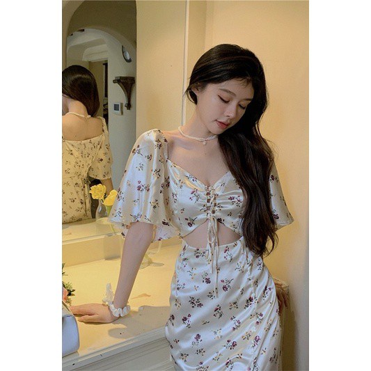 Đầm Tay Ngắn Phồng Cổ Vuông In Họa Tiết Hoa Nhí Xinh Xắn Thời Trang Xuân Hè Cho Nữ | BigBuy360 - bigbuy360.vn