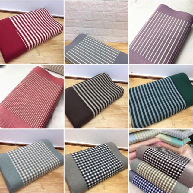 Gối kẻ sọc cao su người lớn nhập khẩu chống mỏi vai gáy cao cấp KD BEDDING kích thước 40 x 60cm