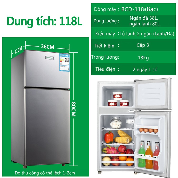 Tủ lạnh 2 ngăn 118 lít thương hiệu làm lạnh nhanh ngăn đá và ngăn lạnh giữ đồ luôn tươi mới H01SI