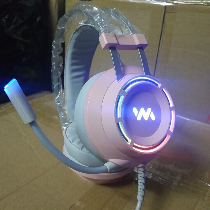 Tai nghe gaming Wangming WM9800 7.1 USB LED Màu Hồng