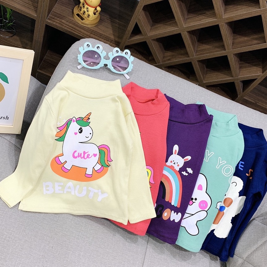Áo thu đông giữ nhiệt cho bé, Áo len tăm dài tay vải dày dặn, co dãn cho bé trai bé gái size 8-18kg SAM KIDS