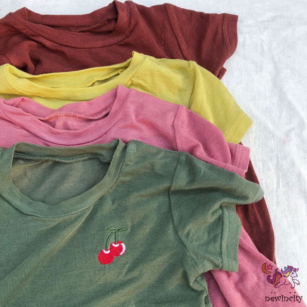 Đầm Ngắn Tay In Hình Quả Cherry Cho Bé Gái