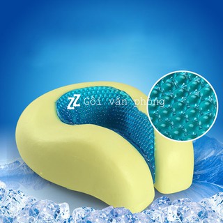 [TẶNG VỎ] Gối chữ U gel mát cao su non 2 lớp vỏ có khuy cài cỡ lớn