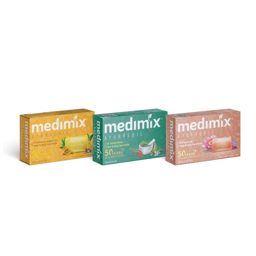 Combo xà phòng Medimix 18 loại thảo dược 125g - Kumkumadi Nghệ Tây 125g - Nghệ Argan 125g