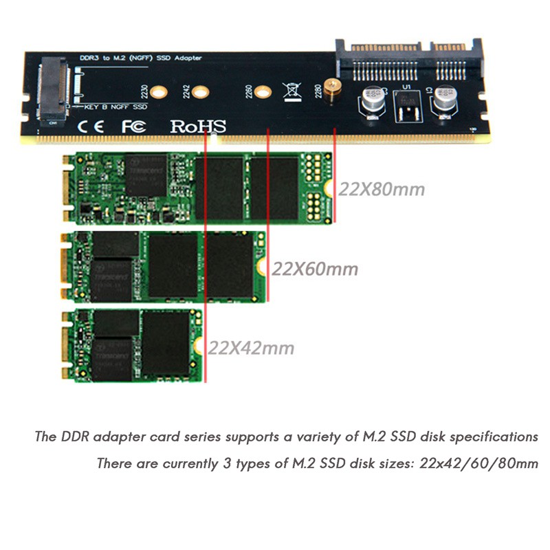 Card Chuyển Đổi Ddr Sang M.2 Ssd Sata 15p Cho Laptop Ddr2 Ddr3 Ddr4 | BigBuy360 - bigbuy360.vn