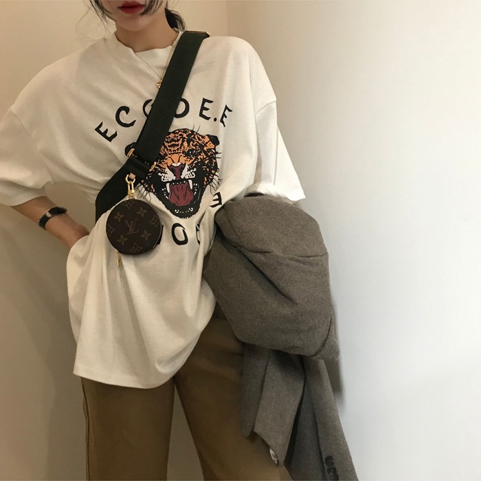 NRVP Áo thun ngắn tay dáng rộng phong cách Hàn Quốc thời trang 2021 dành cho nữ