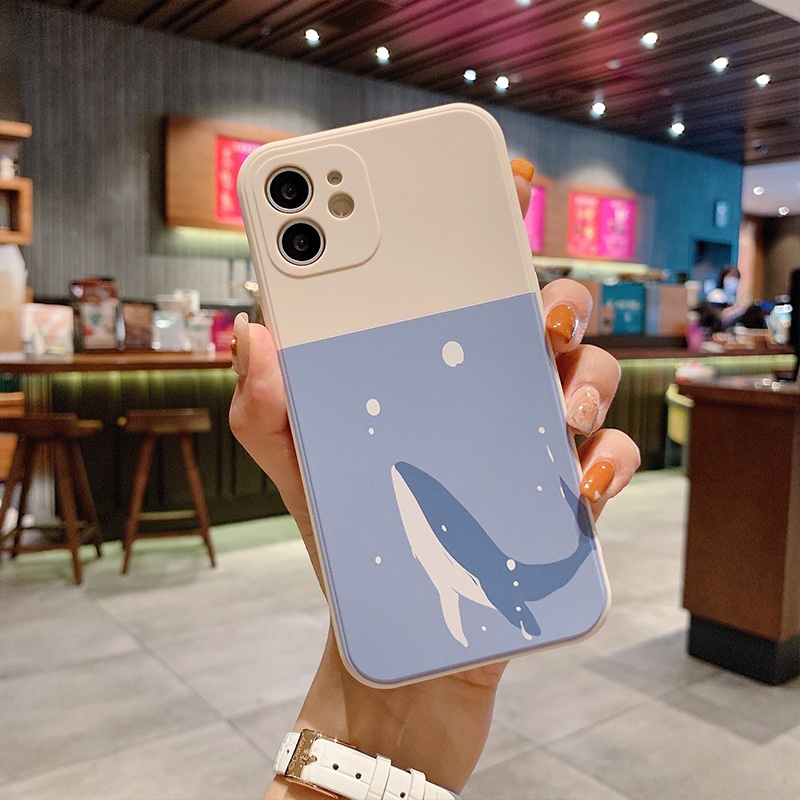 Ốp lưng iphone cá Heo Xanh cạnh vuông dẻo iphone 6splus/7/7plus/8/8plus/x/xr/xs/11/12/pro/max/plus/13promax e230