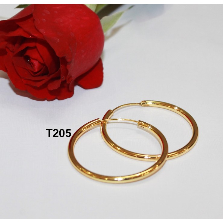 Khuyên Tai Tròn Nữ bản Tròn T205 đường kính 4cm bạc 925 mạ vàng 18k Namoo Jewelry