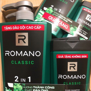 Romano Tắm &amp; Gội 2 Trong 1 Chai 650g