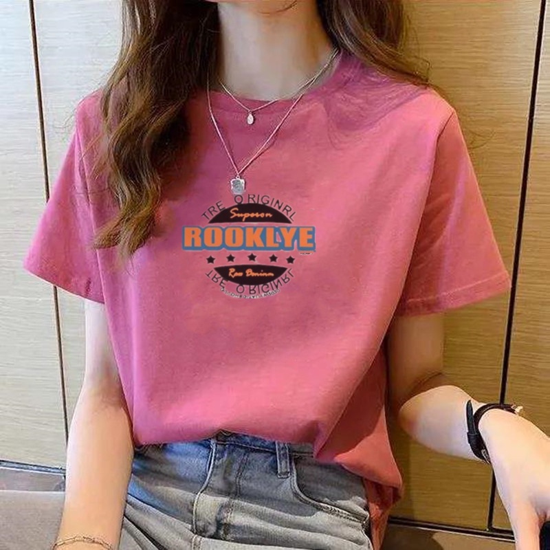 Áo Thun Tay Ngắn Dáng Rộng In Họa Tiết Đơn Giản Phong Cách Hàn Quốc Thời Trang Mùa Hè Hàng Mới Dành Cho Bạn Nữ 2021