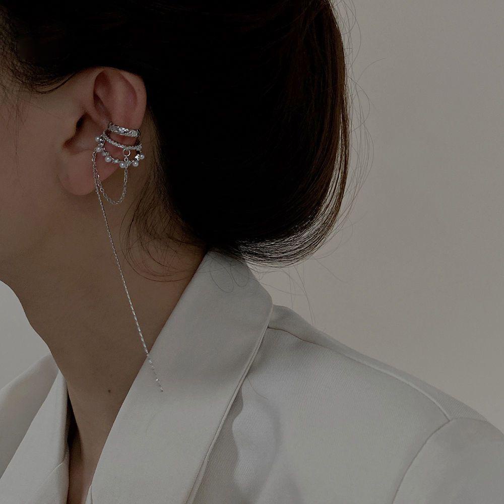 HS Hoa Tai Dáng Dài Nhiều Lớp Thiết Kế Hình Học Thời Trang