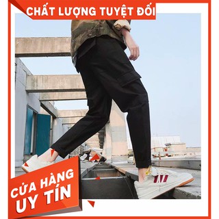 Quần jogger kaki trơn đen túi hộp chất xin