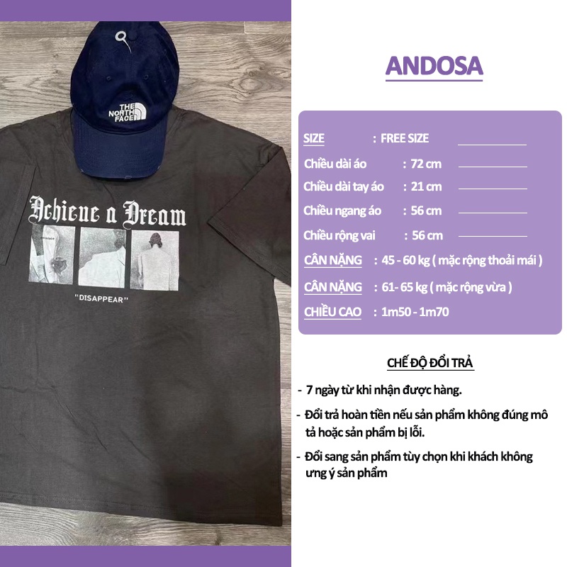 Áo phông Unisex 3158 form rộng tay lỡ in chữ thun nam nữ chất cotton hàng Quảng Châu ANDOSA AT12