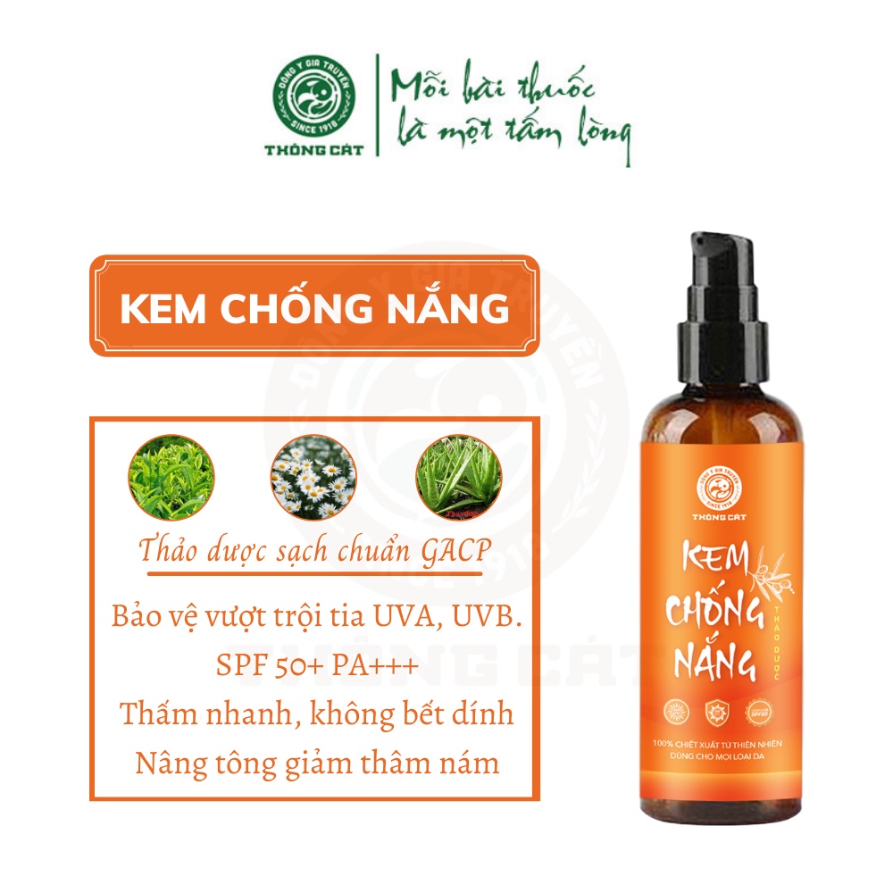 Kem chống nắng thảo mộc Thông Cát_KCN vật lý dưỡng trắng, sáng đều da, giúp kiềm dầu, nâng tone, phù hợp cả da nhạy cảm