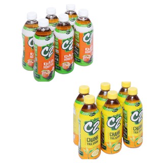 Lốc 6 chai nước trà xanh  C2 hương Chanh/vị Hồng Trà Đào 455ML
