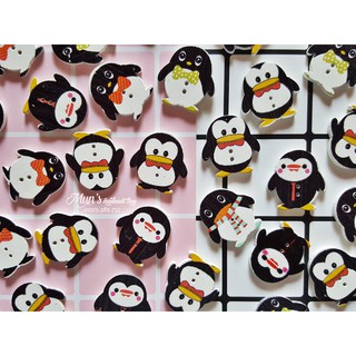 Túi 5 nút gỗ cánh cụt 🐧 trang trí thiệp, lọ, scrapbook Giáng Sinh