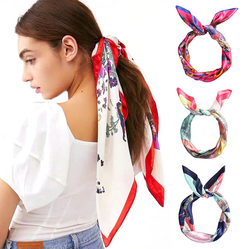 Khăn quàng cổ buộc tóc phong cách Bohemia họa tiết hoa hợp thời trang cho nữ