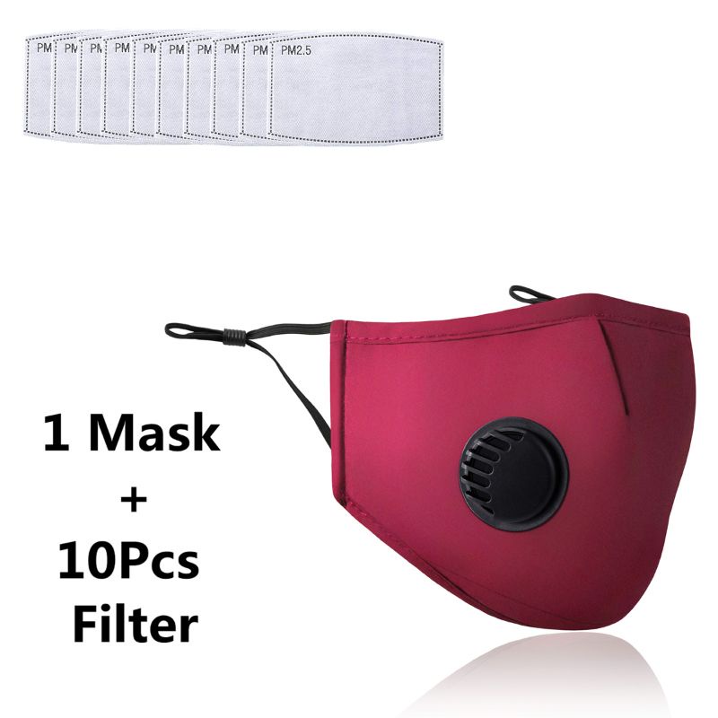 1 Khẩu Trang Cotton Chống Bụi PM2 5 Kèm 10 Bộ Lọc Thay Thế
