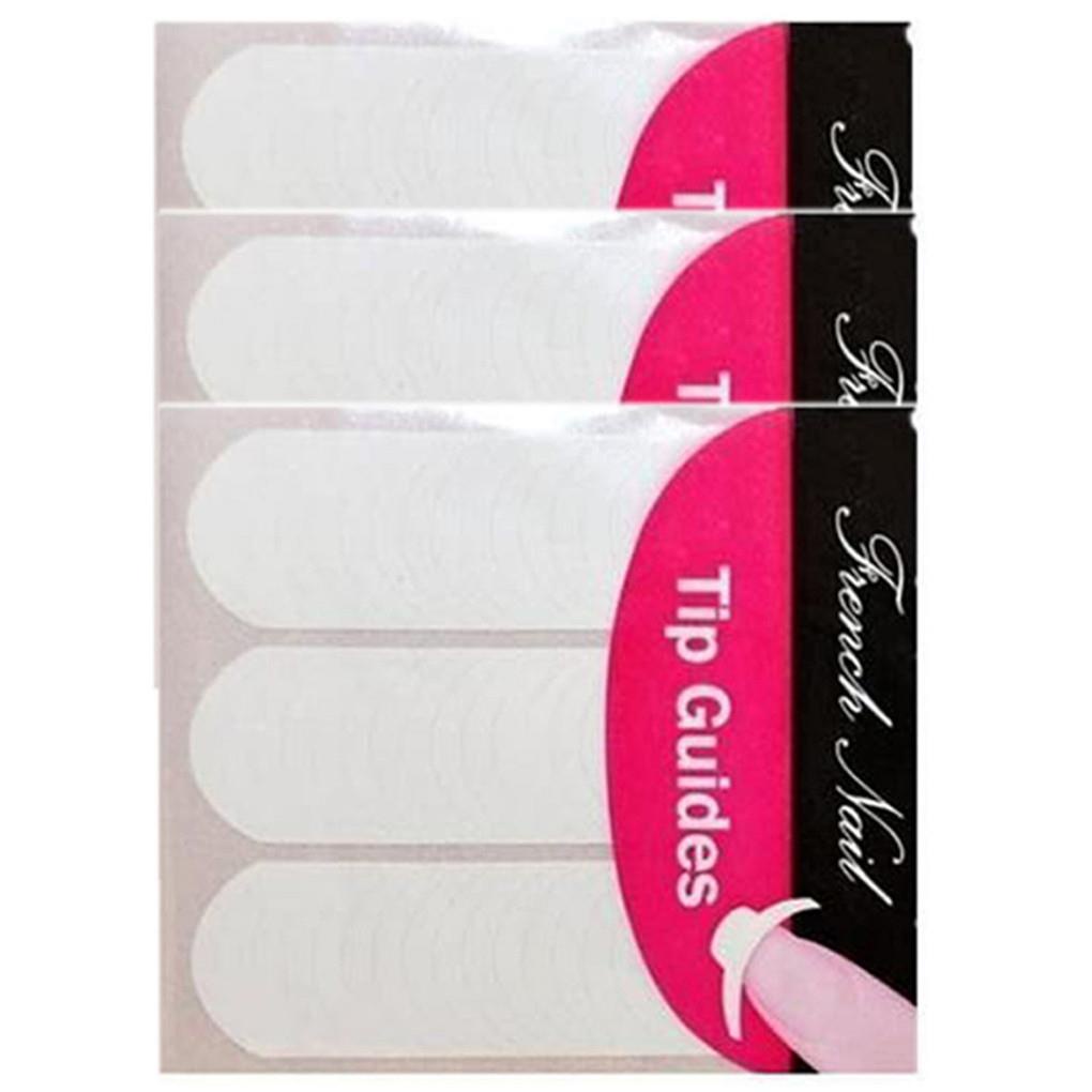 Bộ 3 Miếng Dán Hướng Dẫn Vẽ Móng Tay Tự Dính Kiểu Pháp Màu Trắng