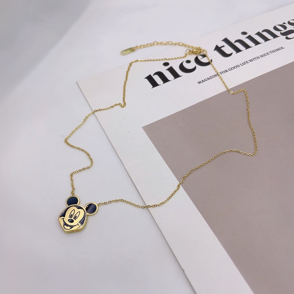 Dây chuyền thép titan mạ vàng hồng 18K thiết kế đơn giản cá tính hợp thời trang cho nữ