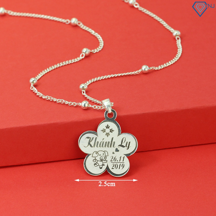 Vòng cổ bạc cho bé gái hình con lợn khắc tên DCT0076 Trang Sức TNJ