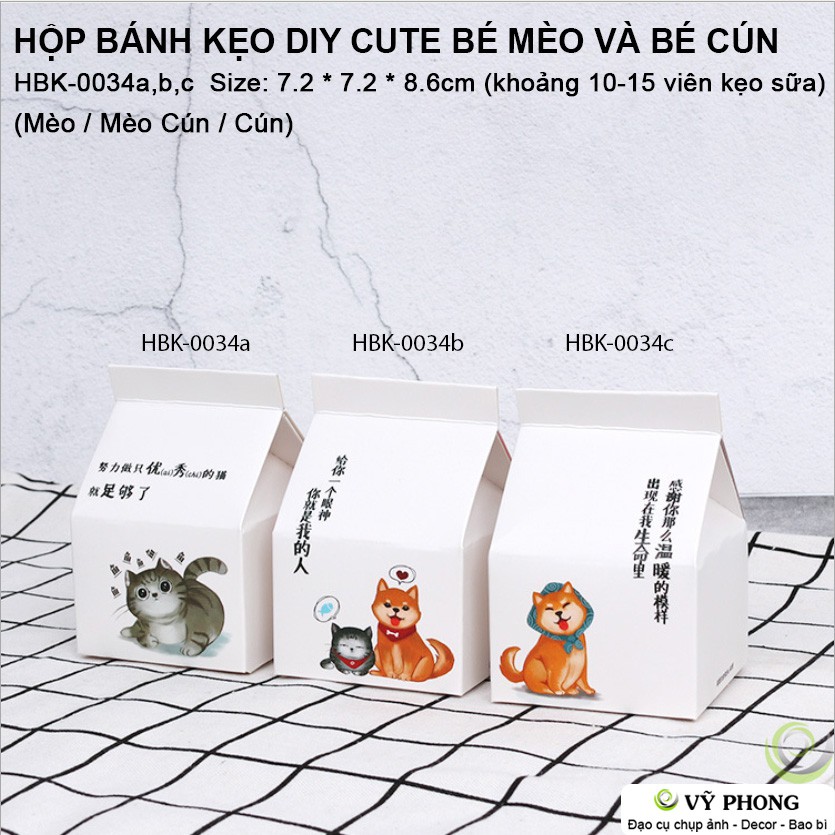 HỘP ĐỰNG BÁNH KẸO ĐỰNG QUÀ TẶNG DỄ THƯƠNG HÌNH CÚN MÈO CÁC BÉ CƯNG HBK-0034a,b,c