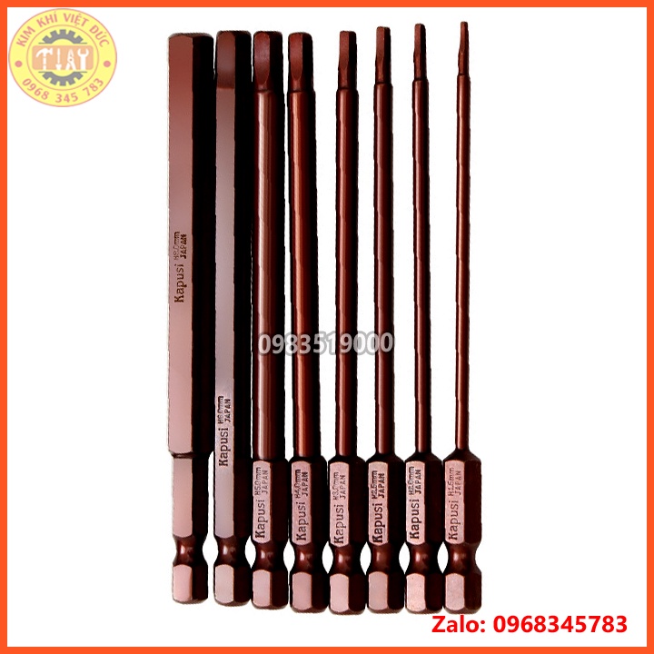 Bộ 8 lục giác cho máy khoan, máy bắn vít dài 100mm KAPUSI JAPAN