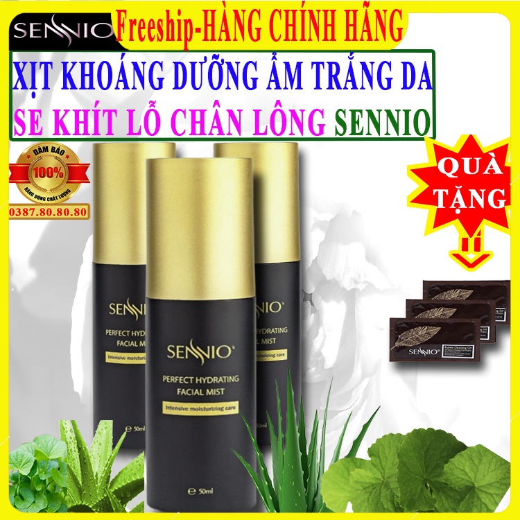 Xịt khoáng dưỡng ẩm da mặt trắng da chính hãng Sennio hàn quốc se khít lỗ chân lông cho da thường khô dầu mụn nhạy cảm