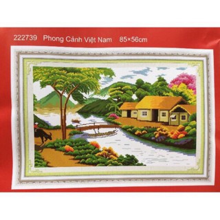 Tranh thêu chữ thập Phong Cảnh Làng Quê 222739 chưa thêu