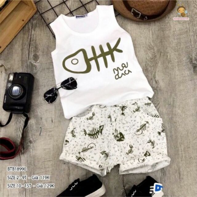 Bộ cotton sát nách bé trai
