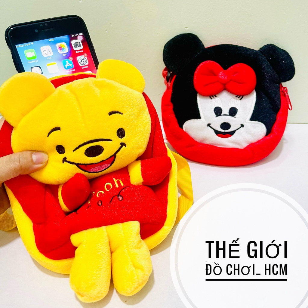 [HOT-NHIỀU MẪU] Túi Đeo Vai Hình Gấu Pooh/ Đôrêmon/ Mickey/Pikachu Nhồi Bông Dễ Thương Chất Lượng Tốt