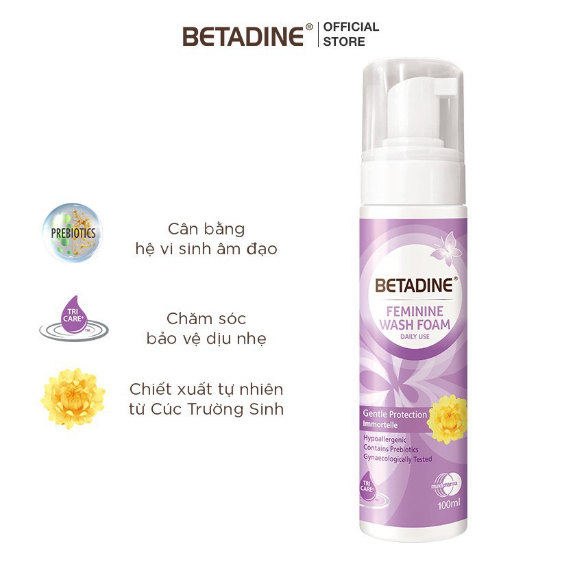 Bọt vệ sinh phụ nữ Betadine Gentle Protection - chai 100ml