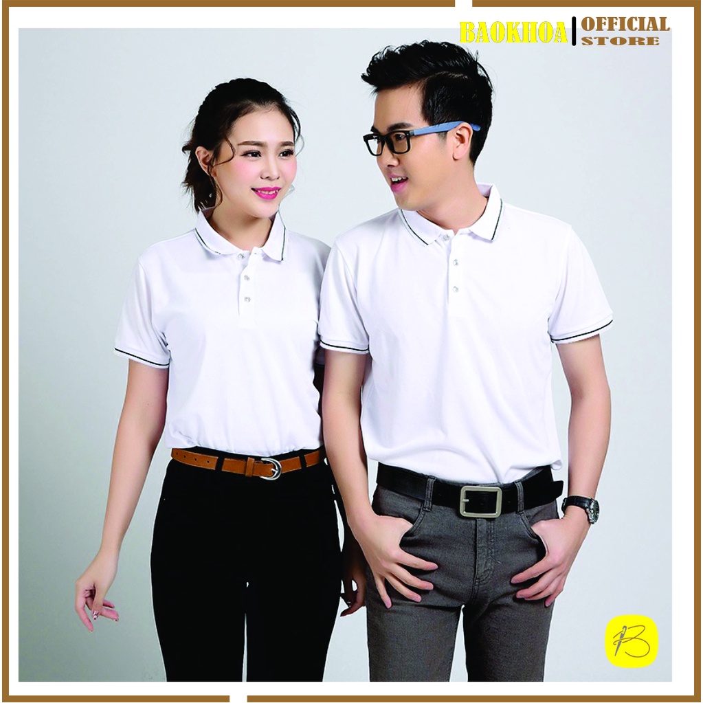 Áo Thun polo Cá Sấu poly Mè,Vải mềm Nhẹ thoáng mát cổ bẻ Đen, trắng  Đồng Phục  BAOKHOA_OFFICIAL đủ size từ 50kg-85kg.