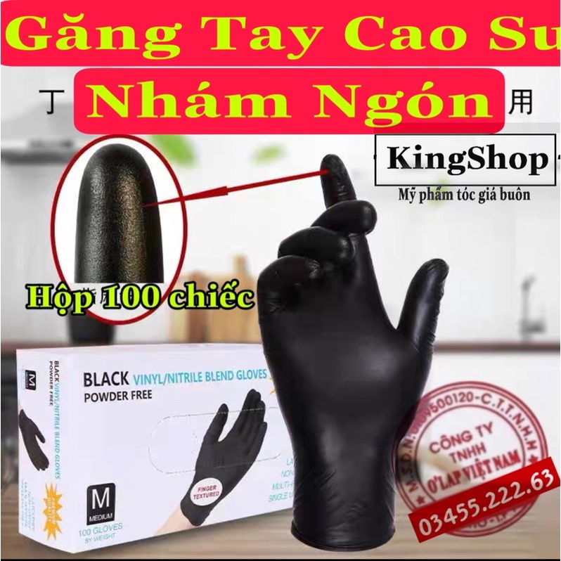 Găng tay y tế không bột hộp 100 chiếc đen nhám , Sử Dụng Trong Tóc Spa Phun Xăm,Thẩm Mỹ,Phun Săm