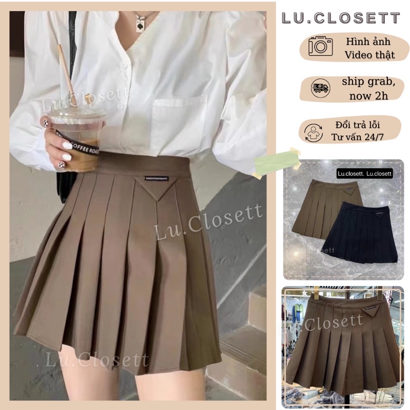 Chân váy xếp ly tennis chất dạ Hàn dày hàng Quảng Châu dáng chữ A ulzzang lu.closett