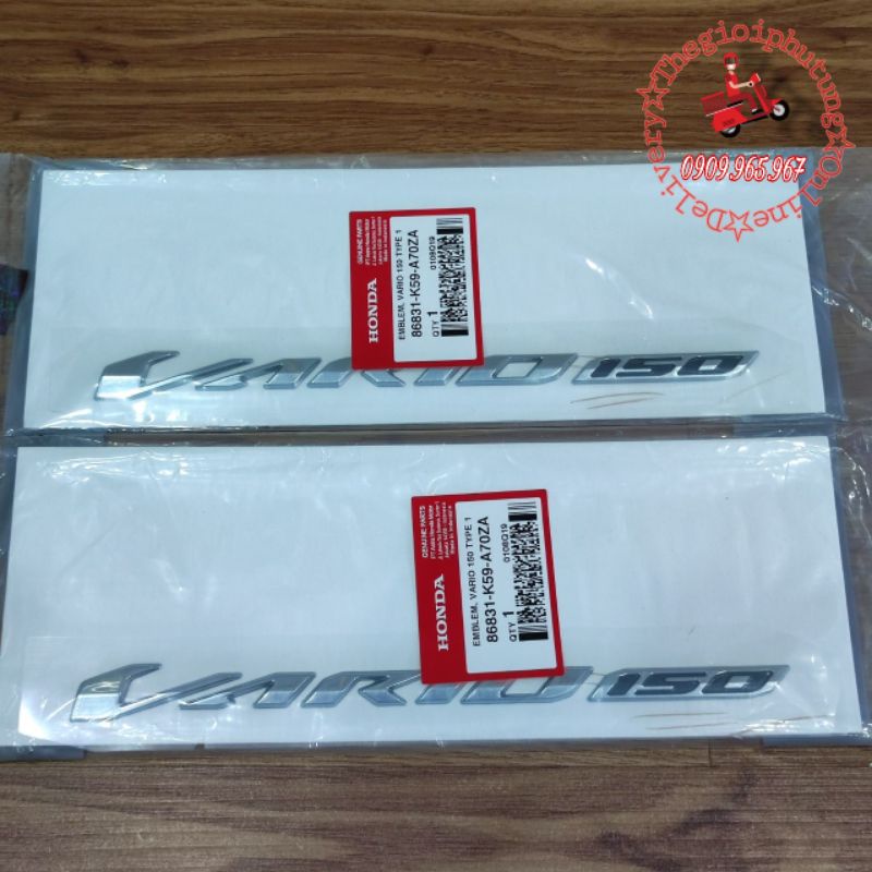 Tem chữ nổi Vario 150 màu bạc zin Honda Indonesia - 86831-K59-A70ZA