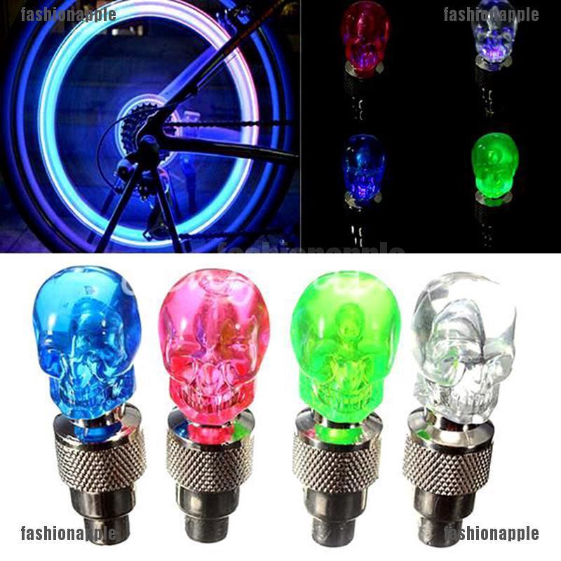 Set 2 bóng đèn LED hình đầu lâu gắn van bánh xe máy