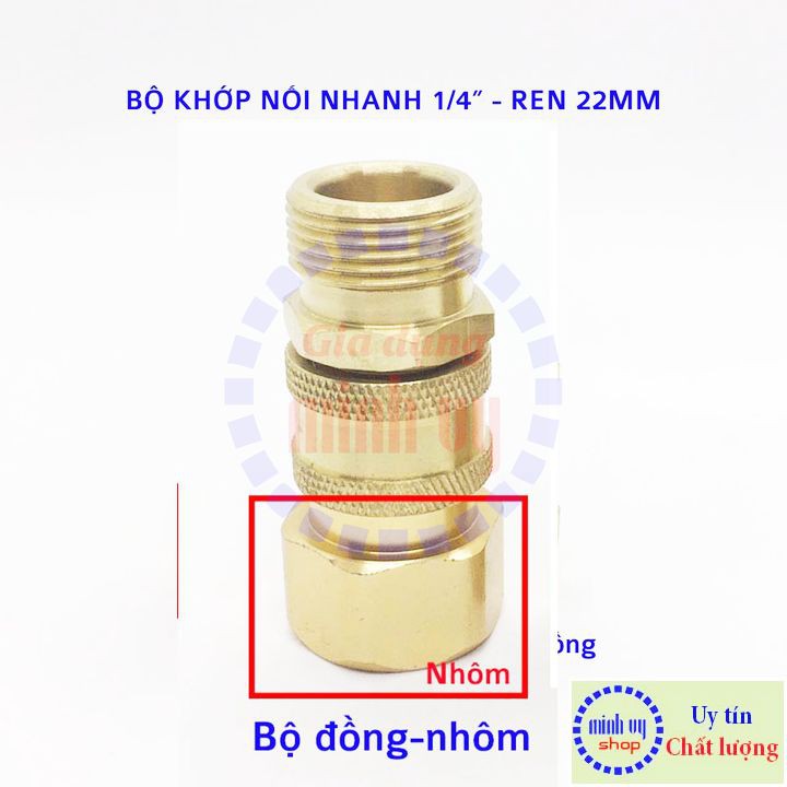 Combo 2 khớp nối nhanh đồng đầu ra cho máy rửa xe mini gia đình cao áp - phụ kiện máy rửa xe -2KNNout