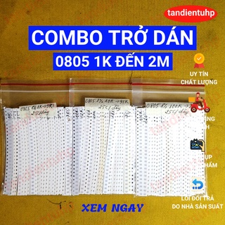 COMBO TRỞ DÁN 0805 1% 68 MÃ TỪ 1K ĐẾN 2M TỔNG 1700 CHIẾC
