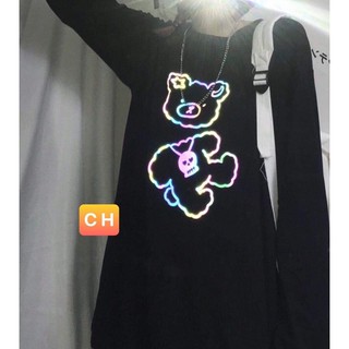 [Sói Xám] [Free ship 50k] ❤️❤️❤️- Áo gấu đầu lâu phản quang CH12 -Vải xịn