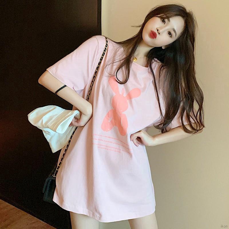 Áo thun nữ cổ tròn ngắn tay in chữ và hình đáng yêu dễ thương