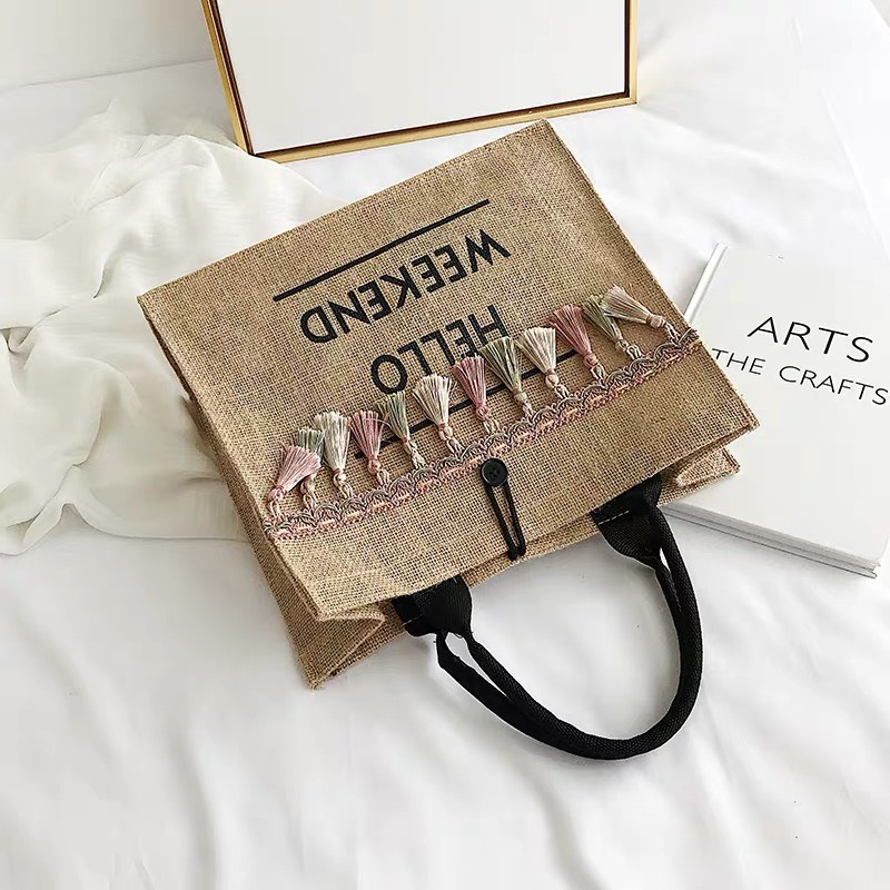 Túi Cói Tua Đi Biển Túi Đi Du Lịch HELLO WEEKEND Mẫu Mới Siêu Hot 2022