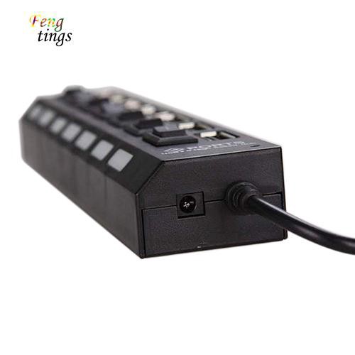 ✌ FT ✌ 7-Port USB 2.0 HUB Splitter High Speed Adapter ON/OFF Switch for Laptop PC